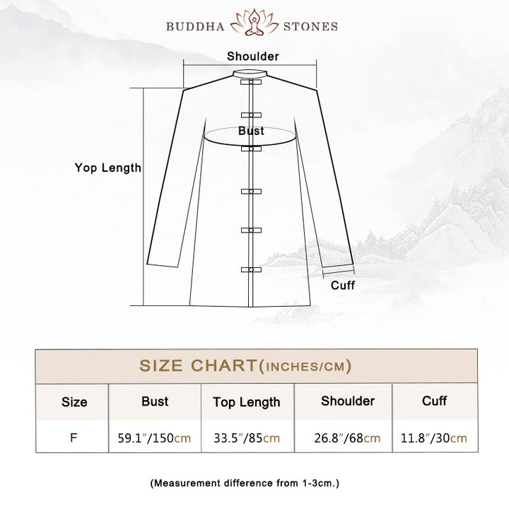 Buddha Stones Plain Frog-Button Design Shirt Zen Tai Chi Meditation Top Clothing Cotton Linen Jacket - image 3