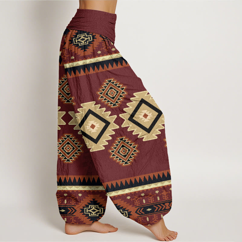Buddha Stones Casual Symmetrical Navajo Textile Style Pattern Women's Elastic Waist Harem Pants - image 2