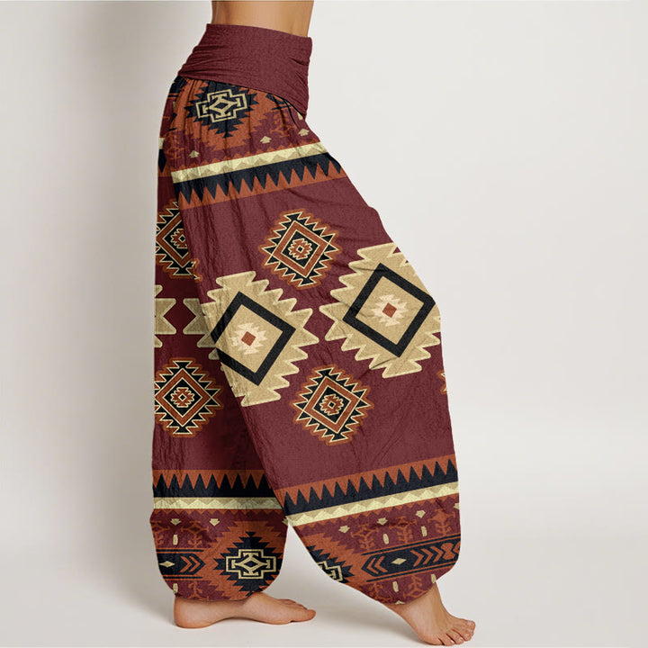 Buddha Stones Casual Symmetrical Navajo Textile Style Pattern Women's Elastic Waist Harem Pants - image 2