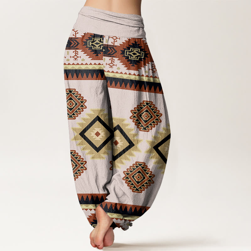 Buddha Stones Cotton Casual Symmetrical Navajo Textile Style Pattern Women's Elastic Waist Harem Pants - image 6