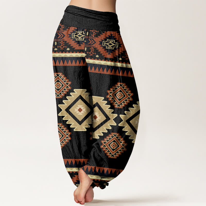 Buddha Stones Casual Symmetrical Navajo Textile Style Pattern Women's Elastic Waist Harem Pants - image 10