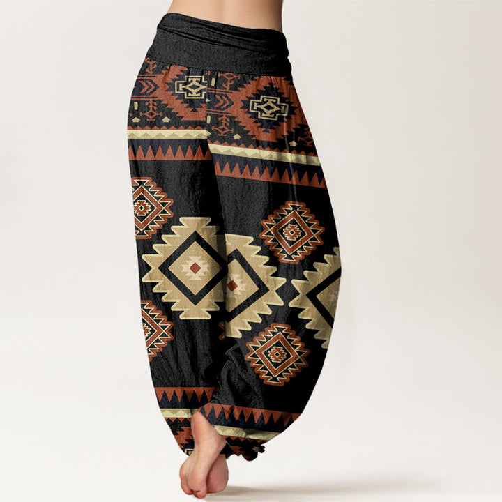 Buddha Stones Casual Symmetrical Navajo Textile Style Pattern Women's Elastic Waist Harem Pants - image 10
