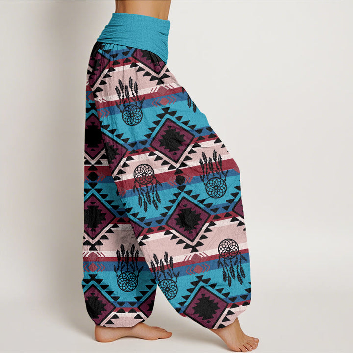 Buddha Stones Casual Symmetrical Dream Catcher Navajo Textile Style Pattern Women's Elastic Waist Harem Pants - image 2
