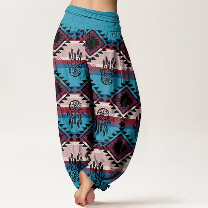 Buddha Stones Casual Symmetrical Dream Catcher Navajo Textile Style Pattern Women's Elastic Waist Harem Pants - image 3