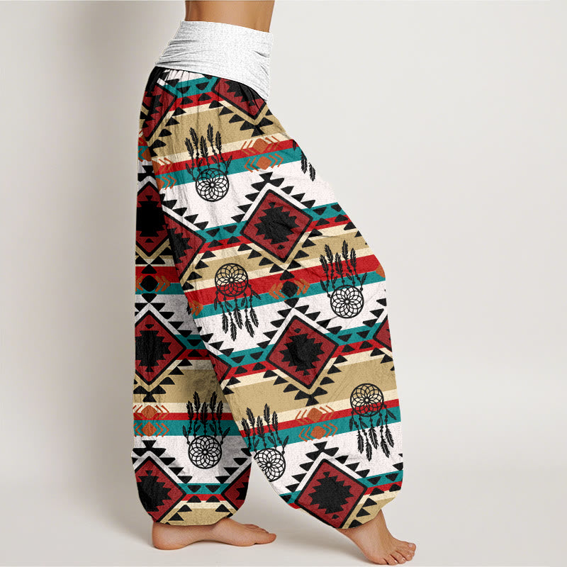 Buddha Stones Casual Symmetrical Dream Catcher Navajo Textile Style Pattern Women's Elastic Waist Harem Pants - image 6
