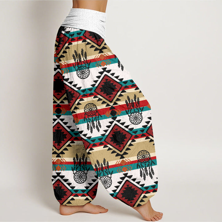 Buddha Stones Casual Symmetrical Dream Catcher Navajo Textile Style Pattern Women's Elastic Waist Harem Pants - image 6