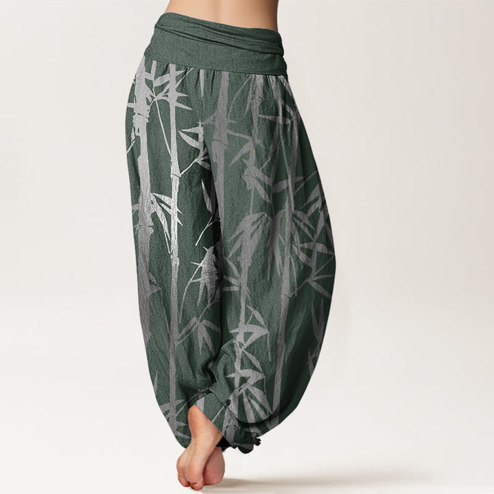 Buddha Stones Casual Bamboo Stems Leaves Pattern Women's Elastic Waist Harem Pants - image 3