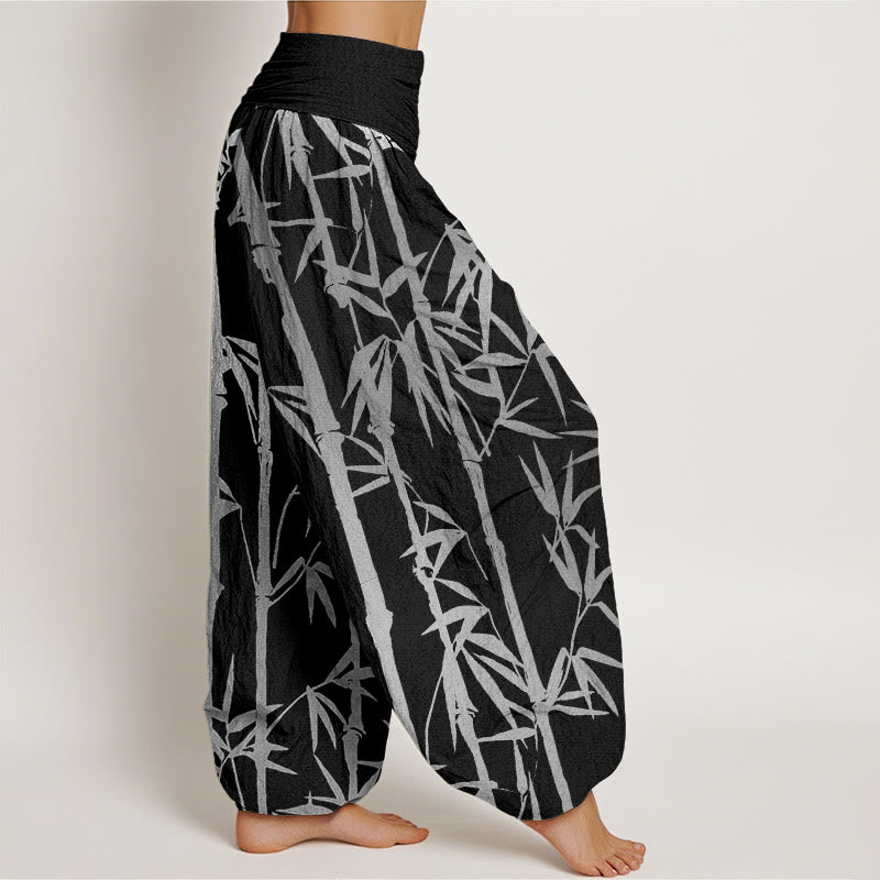 Buddha Stones Casual Bamboo Stems Leaves Pattern Women's Elastic Waist Harem Pants - image 6
