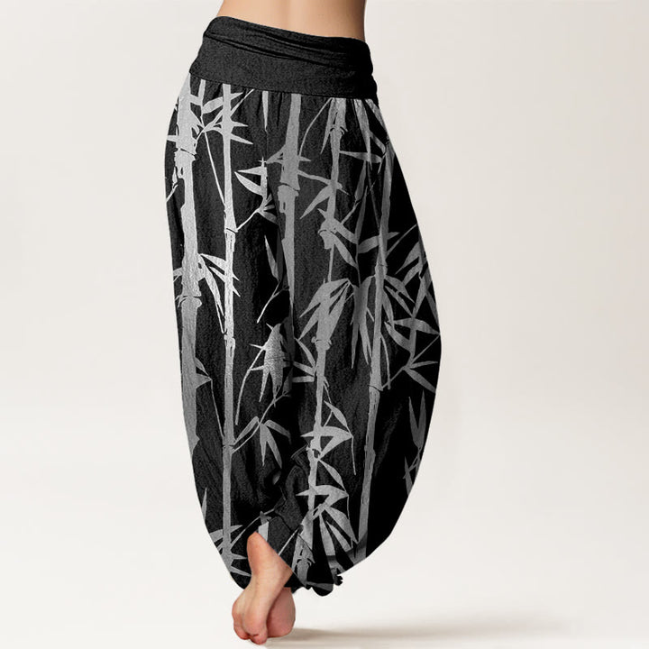 Buddha Stones Casual Bamboo Stems Leaves Pattern Women's Elastic Waist Harem Pants - image 7