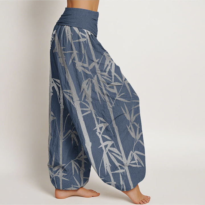 Buddha Stones Casual Bamboo Stems Leaves Pattern Women's Elastic Waist Harem Pants - image 9