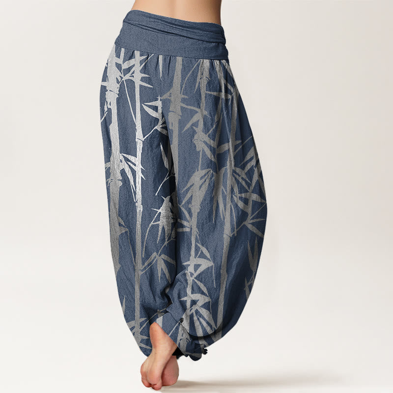 Buddha Stones Casual Bamboo Stems Leaves Pattern Women's Elastic Waist Harem Pants - image 10