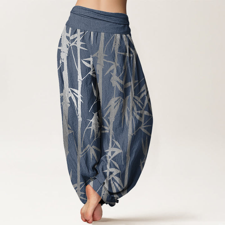 Buddha Stones Casual Bamboo Stems Leaves Pattern Women's Elastic Waist Harem Pants - image 10