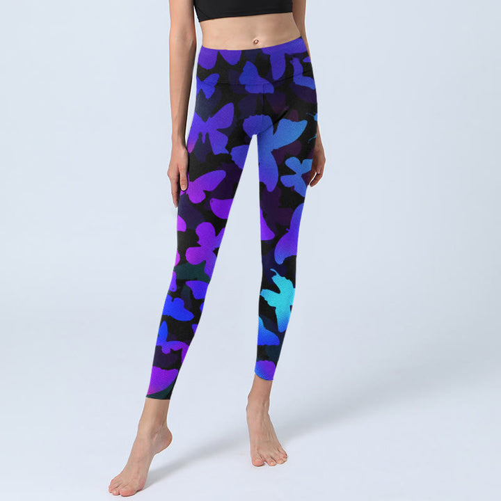 Buddha Stones Gradient Butterfly Print Exercise Leggings Women's Yoga Pants - image 5