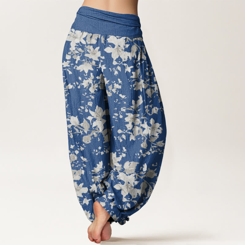 Buddha Stones Leaves Design Women's Elastic Waist Harem Pants - image 9