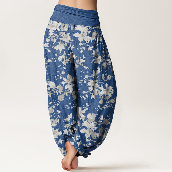 Buddha Stones Leaves Design Women's Elastic Waist Harem Pants - image 9