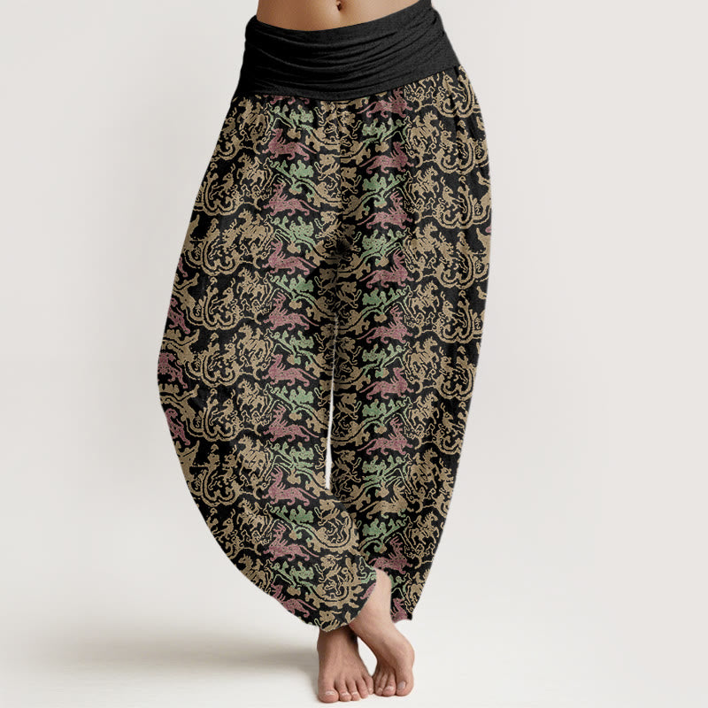 Buddha Stones Animal Stripes Design Women's Elastic Waist Harem Pants - Black - US22，UK/AU26，EU54 (6XL) - image 1