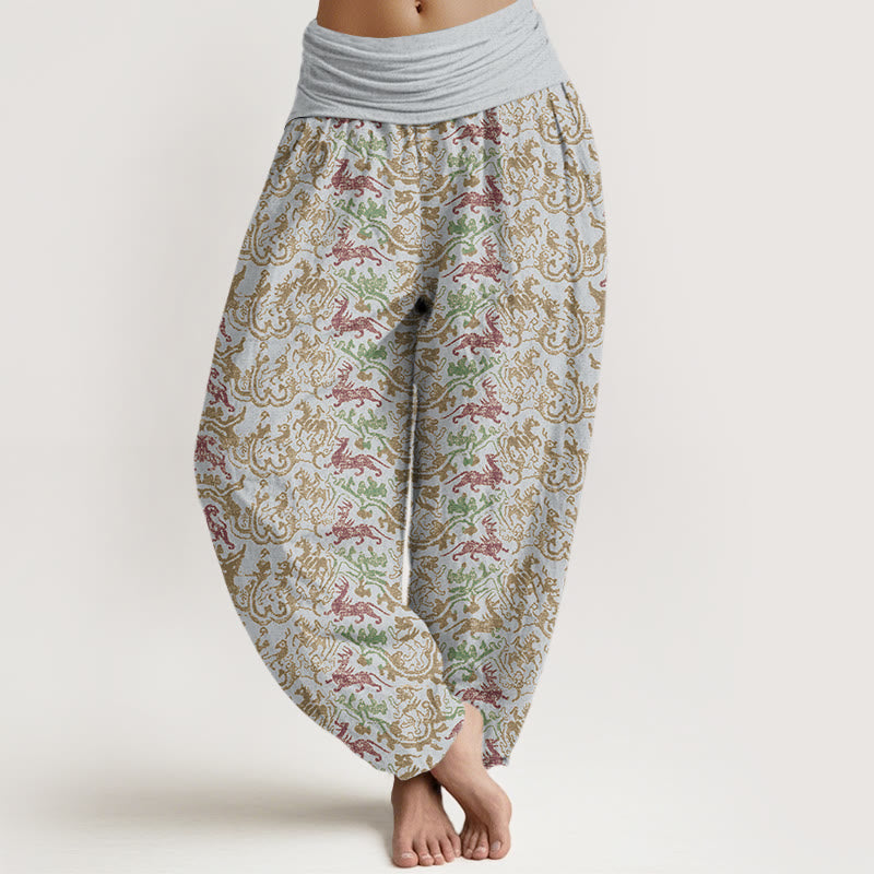 Buddha Stones Animal Stripes Design Women's Elastic Waist Harem Pants - LightGrey - US22，UK/AU26，EU54 (6XL) - image 5
