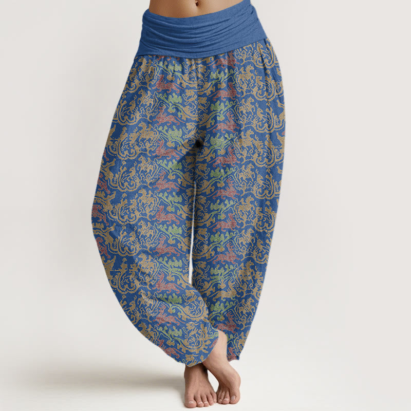 Buddha Stones Animal Stripes Design Women's Elastic Waist Harem Pants - SteelBlue - US22，UK/AU26，EU54 (6XL) - image 8