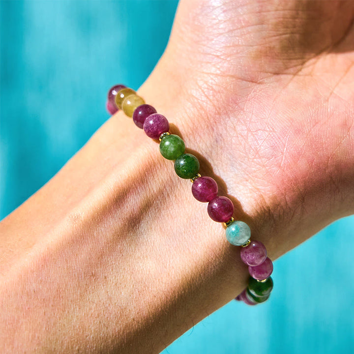 Buddha Stones Colorful Tourmaline Lucky Cat Positive Bracelet - image 6