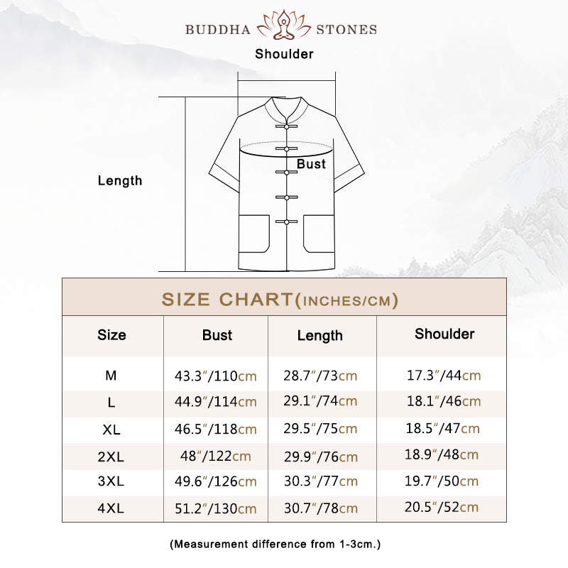Buddha Stones Tang Frog-Button Three Quarter Sleeve Shirt Wide Leg Pants Cotton Linen Men's Suit - image 3