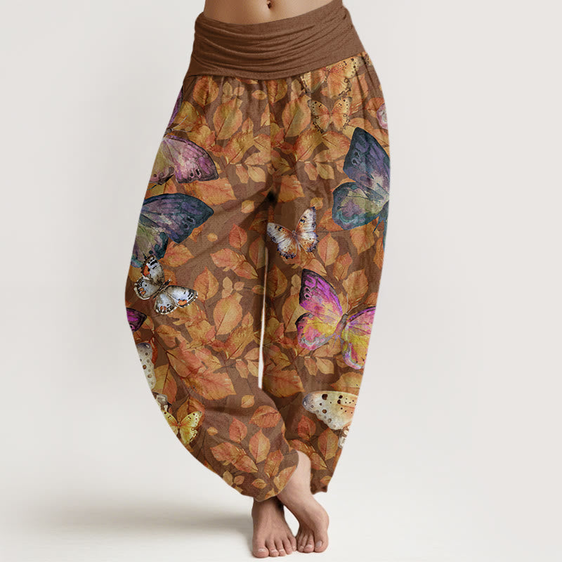 Buddha Stones Casual Vivid Butterfly Dead Leaves Pattern Women's Elastic Waist Harem Pants - Sienna - US22，UK/AU26，EU54 (6XL) - image 1