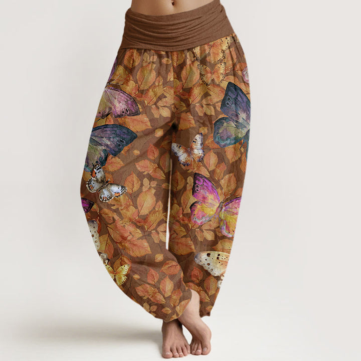Buddha Stones Casual Vivid Butterfly Dead Leaves Pattern Women's Elastic Waist Harem Pants - Sienna - US22，UK/AU26，EU54 (6XL) - image 1
