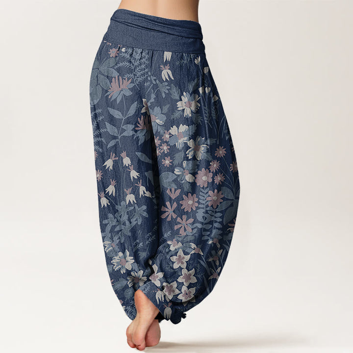 Buddha Stones Casual Daisy Flowers Leaves Design Women's Elastic Waist Harem Pants - image 10