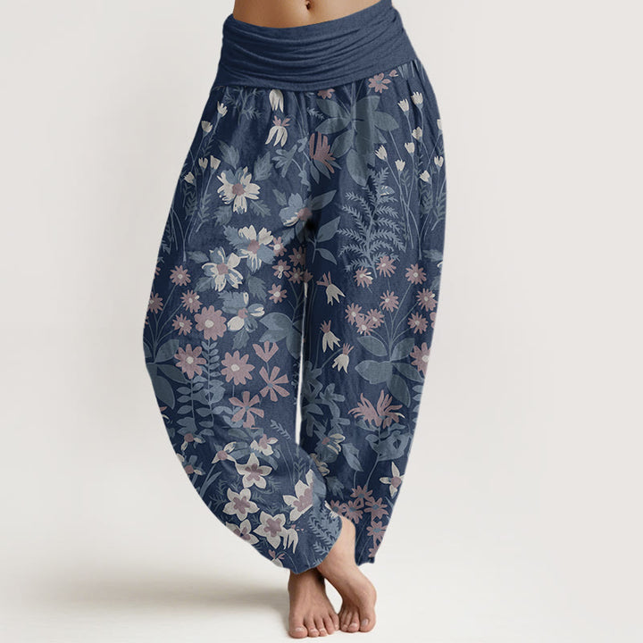 Buddha Stones Casual Daisy Flowers Leaves Design Women's Elastic Waist Harem Pants - SteelBlue - US22，UK/AU26，EU54 (6XL) - image 7