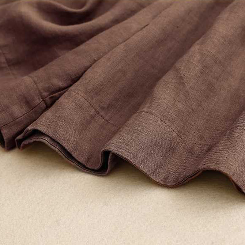 Buddha Stones Summer Casual Solid Color Zipper Button Acrylic Fiber Frog Button Women's Shorts With Pockets - image 4