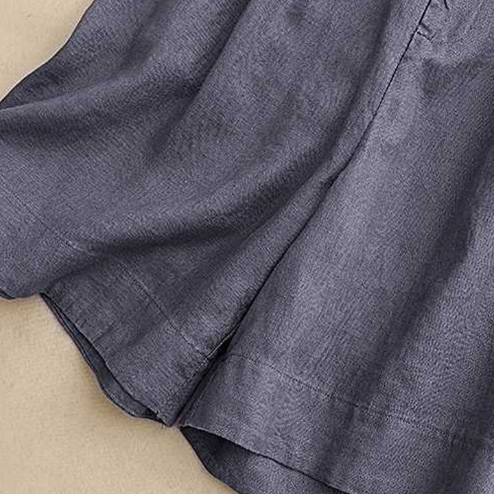 Buddha Stones Summer Casual Solid Color Zipper Button Frog Button Women's Shorts With Pockets - image 9