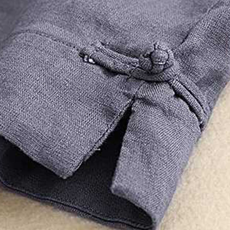 Buddha Stones Summer Casual Solid Color Zipper Button Acrylic Fiber Frog Button Women's Shorts With Pockets - image 11