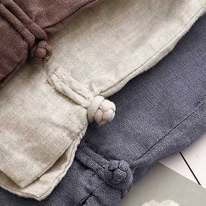 Buddha Stones Summer Casual Solid Color Zipper Button Acrylic Fiber Frog Button Women's Shorts With Pockets - image 22