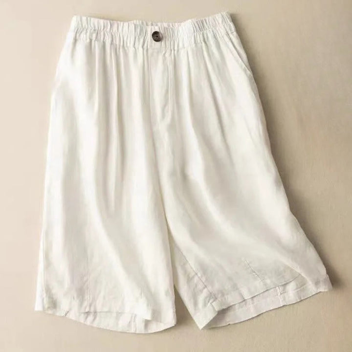 Buddha Stones Summer Casual Plain Zipper Button Cotton Linen Women's Shorts With Pockets - White - US8-10，UK/AU12-14，EU40-42 (3XL) - image 8
