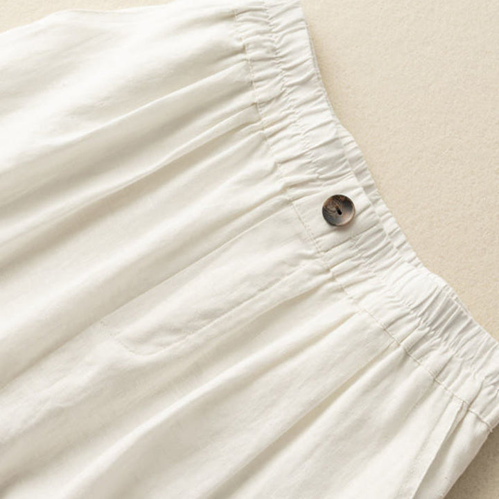 Buddha Stones Summer Casual Plain Button Cotton Linen Women's Shorts With Pockets - image 9