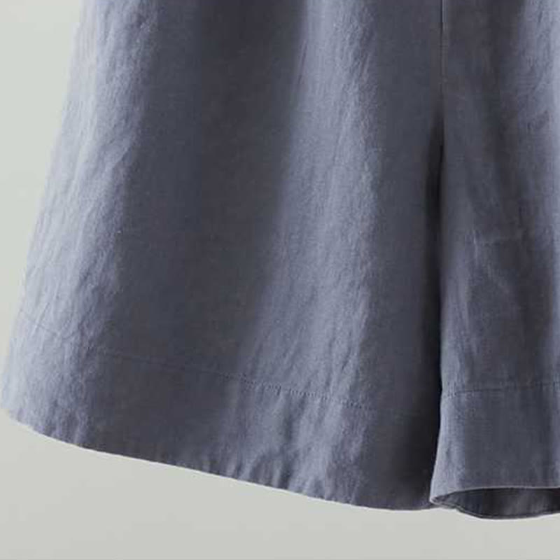 Buddha Stones Summer Casual Solid Color Frog Button Zipper Button Acrylic Fiber Women's Shorts With Pockets - image 3