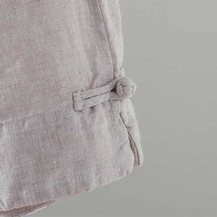 Buddha Stones Summer Casual Solid Color Frog Button Zipper Button Acrylic Fiber Women's Shorts With Pockets - image 10