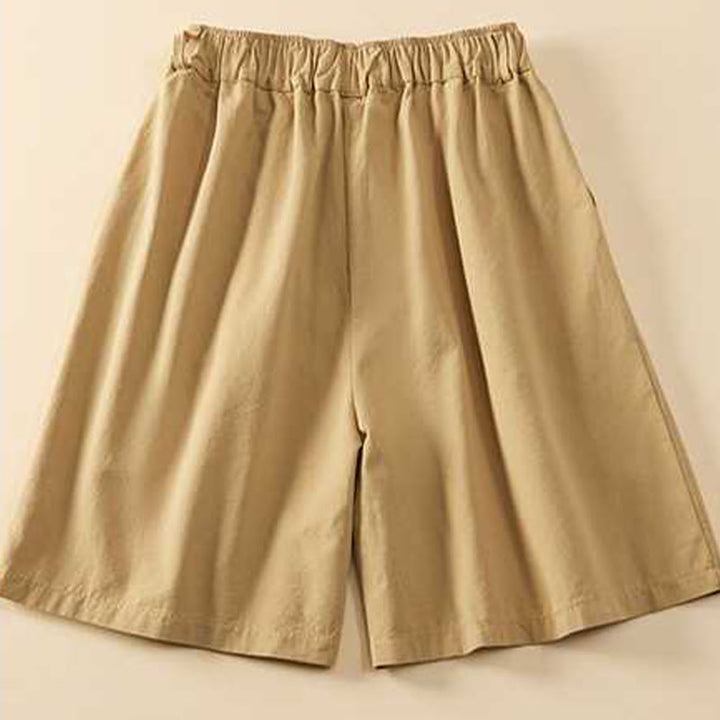 Buddha Stones Summer Casual Loose Plain Cotton Women's Shorts With Pockets - image 1