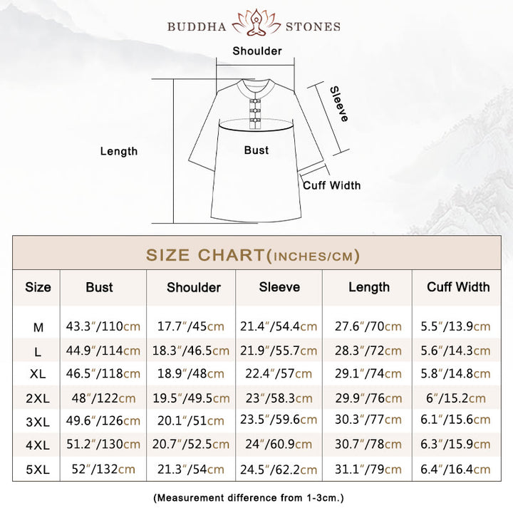 Buddha Stones 2Pcs Tang Suit Traditional Frog-Button Uniform Long Sleeve Shirt Pants Men's Set - image 3