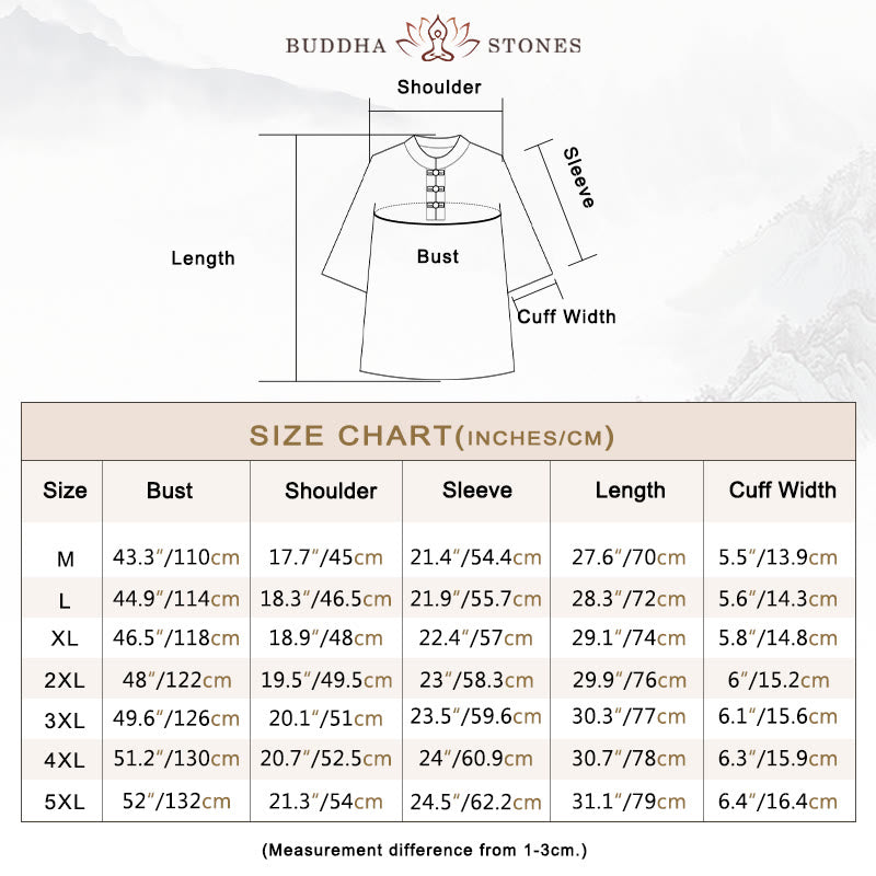 Buddha Stones 2Pcs Tang Suit Traditional Frog-Button Uniform Long Sleeve Shirt Pants Men's Set - image 4