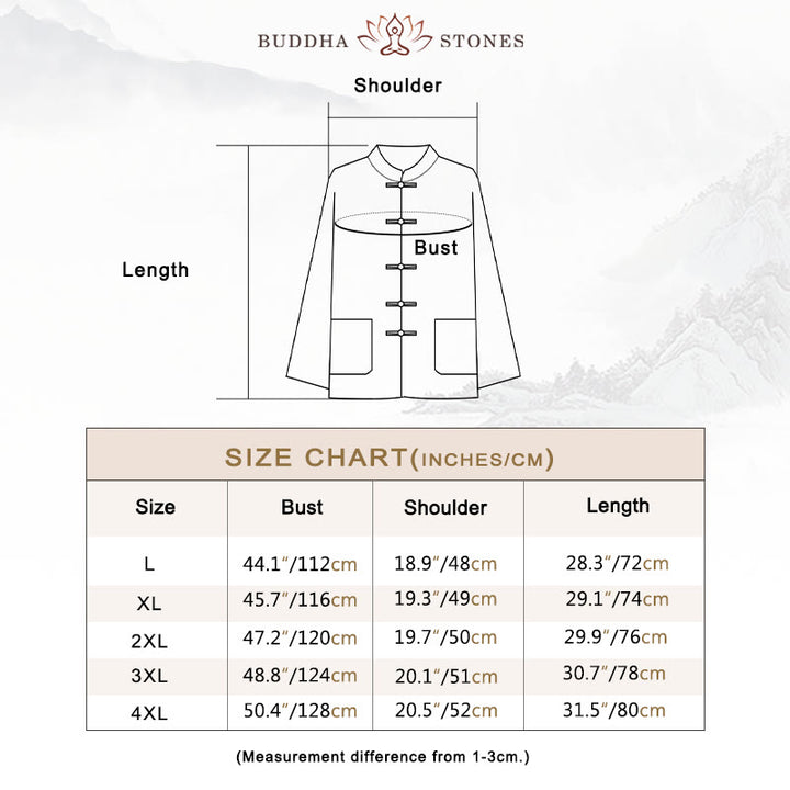 Buddha Stones 2Pcs Tang Suit Plain Color Frog-Button Men's Long Sleeve Shirt Pants Set