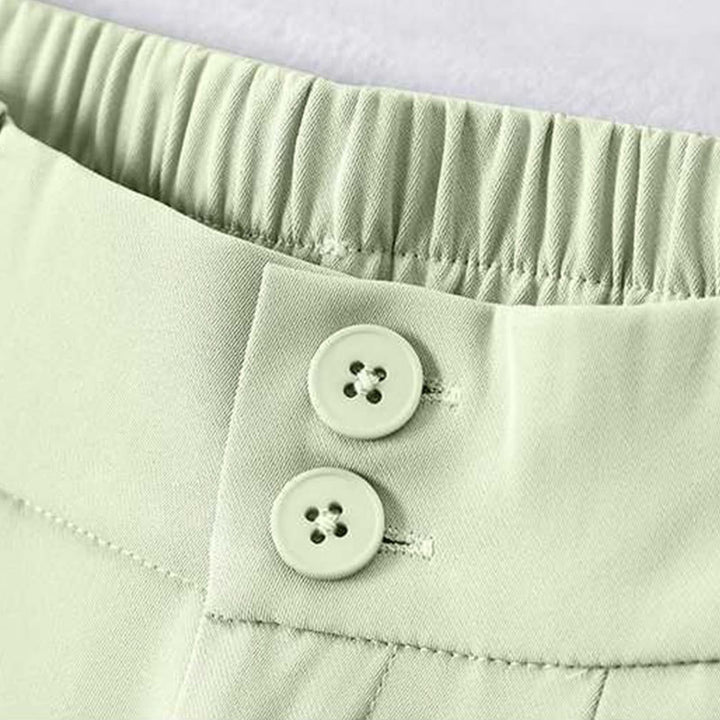 Buddha Stones Summer Casual Zipper Button Loose Plain Cotton Linen Women's Shorts With Pockets - image 8