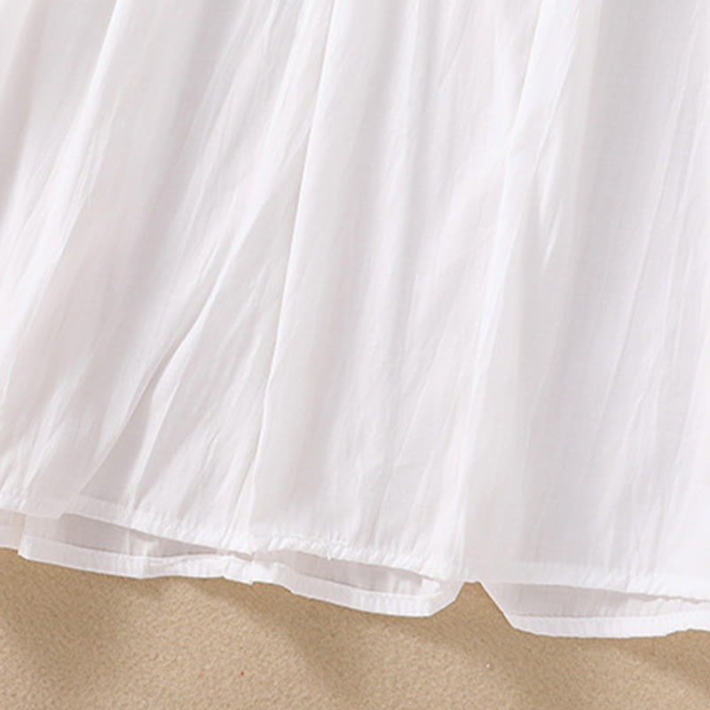 Buddha Stones Summer Solid Color Long Lantern Sleeve Drawstring Cotton Linen Women's Maxi Dress With Pockets