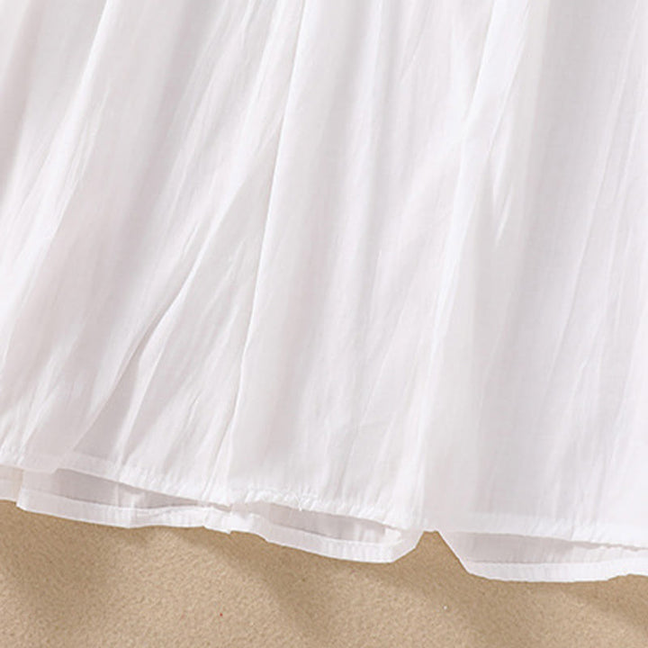 Buddha Stones Summer Solid Color Long Lantern Sleeve Drawstring Cotton Linen Women's Maxi Dress With Pockets - image 10