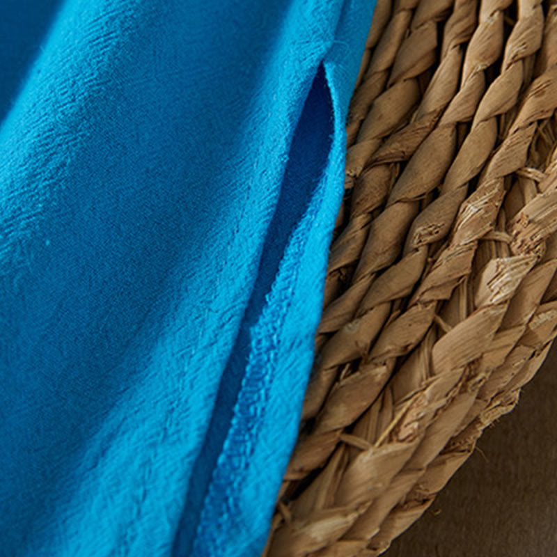 Buddha Stones Vintage Embroidery Frog-button Half Sleeve High Waist Cotton Linen Women's Midi Dress - image 24