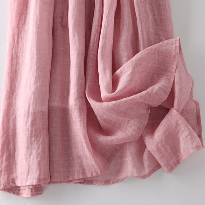 Buddha Stones Casual Plain Ruffle Design Short Sleeve Lace-Up Women's Midi Dress With Pockets - image 13