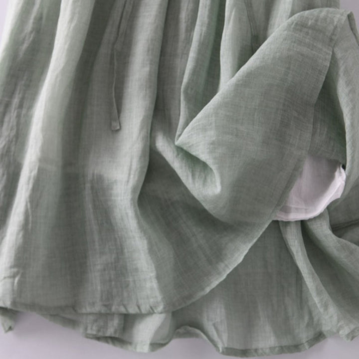 Buddha Stones Casual Plain Ruffle Design Short Sleeve Lace-Up Women's Midi Dress With Pockets - image 7