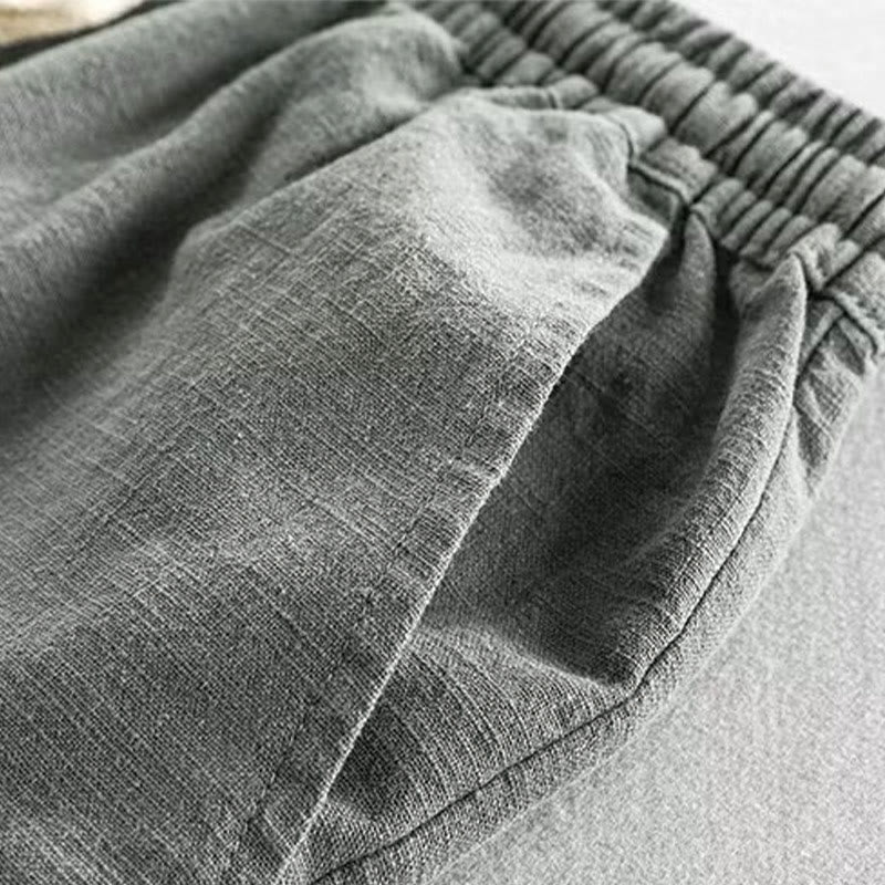 Buddha Stones Drawstring Elastic Waist Cotton Men's Shorts With Pockets - image 2