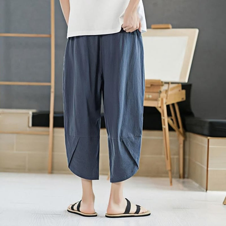 Buddha Stones Summer Men's Solid Color 7-8 Length Drawstring Pants With Pockets - image 23