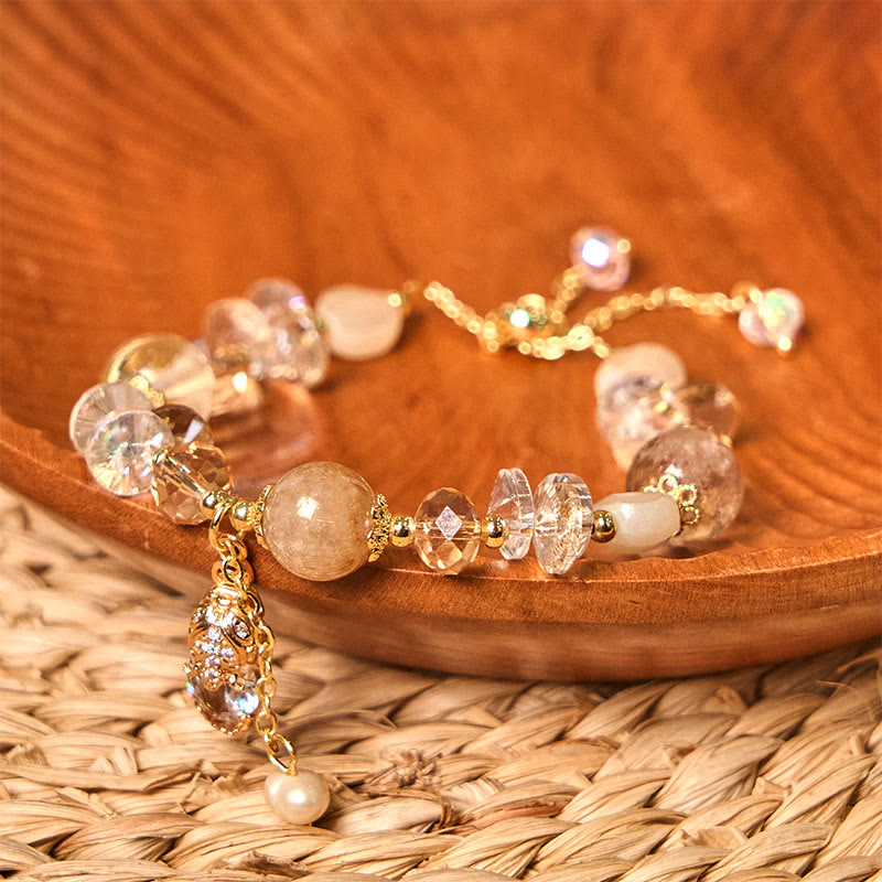 Buddha Stones Natural Citrine Green Strawberry Quartz PiXiu Prosperity Bracelet