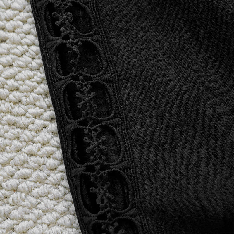 Buddha Stones Summer Plain Color Splicing Design Cotton Linen Women's Pants With Pockets - image 12